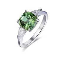 New Imitation Natural Green Tourmaline Square Diamond Apple Green Copper Open Ring main image 5