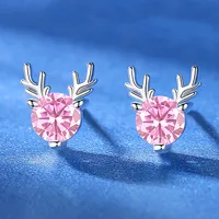 Simple Style Antlers Alloy Inlay Rhinestones Women's Ear Studs 1 Pair main image 3