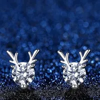 Simple Style Antlers Alloy Inlay Rhinestones Women's Ear Studs 1 Pair sku image 2