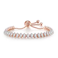 Copper Rose Gold Plated White Gold Plated Gold Plated Plating Inlay Geometric Zircon Drawstring Bracelets sku image 2