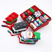 Unisex Cute Cartoon Snowman Snowflake Cotton Jacquard Crew Socks 1 Set main image 2