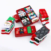 Unisex Cute Cartoon Snowman Snowflake Cotton Jacquard Crew Socks 1 Set main image 4