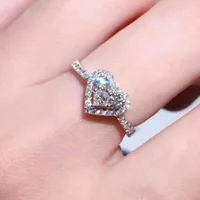 Fashion Creative Heart Shaped Zircon Copper Ring main image 4