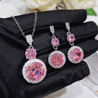 Fashion Geometric Copper Inlay Artificial Gemstones Earrings Necklace sku image 1