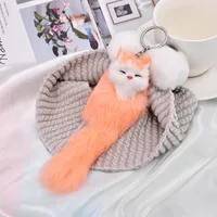 Cute Fox Plush Women's Bag Pendant Keychain sku image 1