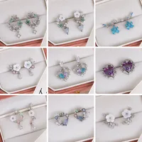 1 Pair Fashion Flower Inlay Copper Zircon Ear Studs main image 2