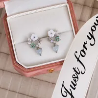 1 Pair Fashion Flower Inlay Copper Zircon Ear Studs sku image 3