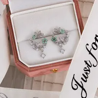 1 Pair Fashion Flower Inlay Copper Zircon Ear Studs sku image 11