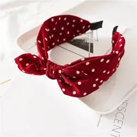 Fashion Polka Dots Bow Knot Cloth Printing Hair Band 1 Piece sku image 1