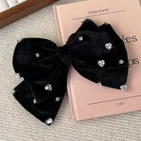 Shiny Bow Knot Cloth Inlay Rhinestones Hair Clip sku image 1