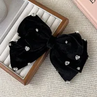 Shiny Bow Knot Cloth Inlay Rhinestones Hair Clip main image 1