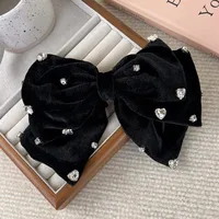 Shiny Bow Knot Cloth Inlay Rhinestones Hair Clip main image 3