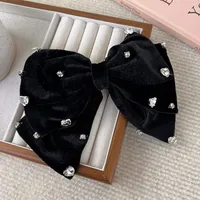 Shiny Bow Knot Cloth Inlay Rhinestones Hair Clip main image 5