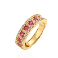 Elegant Luxurious Round Copper Plating Inlay Zircon 18k Gold Plated Open Rings main image 7