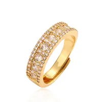 Elegant Luxurious Round Copper Plating Inlay Zircon 18k Gold Plated Open Rings main image 8