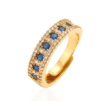 Elegant Luxurious Round Copper Plating Inlay Zircon 18k Gold Plated Open Rings main image 9