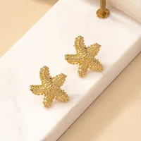 1 Pair Retro Marine Style Starfish Plating Alloy Gold Plated Ear Studs main image 1