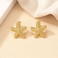 1 Pair Retro Marine Style Starfish Plating Alloy Gold Plated Ear Studs main image 2