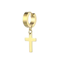 1 Piece Simple Style Cross Polishing Plating Stainless Steel Drop Earrings main image 2