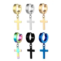 1 Piece Simple Style Cross Polishing Plating Stainless Steel Drop Earrings main image 1