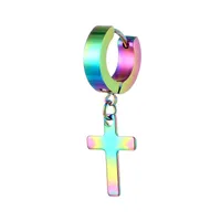 1 Piece Simple Style Cross Polishing Plating Stainless Steel Drop Earrings sku image 4