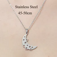 201 Stainless Steel Simple Style Polishing Plating Star Moon Mushroom Pendant Necklace main image 4