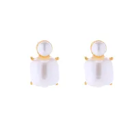 1 Pair Cute Square Inlay Alloy Artificial Pearls Ear Studs main image 3