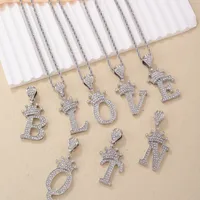 Hip-hop Letter Crown Copper Plating Inlay Rhinestones White Gold Plated Necklace Pendant main image 3