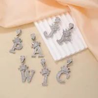 Hip-hop Letter Crown Copper Plating Inlay Rhinestones White Gold Plated Necklace Pendant main image 6