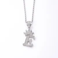 Hip-hop Letter Crown Copper Plating Inlay Rhinestones White Gold Plated Necklace Pendant main image 2