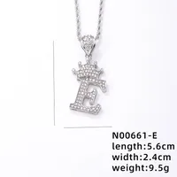 Hip-hop Letter Crown Copper Plating Inlay Rhinestones White Gold Plated Necklace Pendant sku image 5