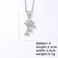 Hip-hop Letter Crown Copper Plating Inlay Rhinestones White Gold Plated Necklace Pendant sku image 6