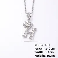 Hip-hop Letter Crown Copper Plating Inlay Rhinestones White Gold Plated Necklace Pendant sku image 8