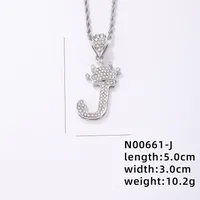 Hip-hop Letter Crown Copper Plating Inlay Rhinestones White Gold Plated Necklace Pendant sku image 10