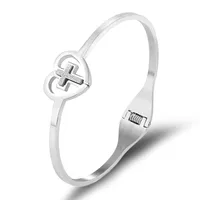 Simple Style Classic Style Heart Shape Stainless Steel Bangle In Bulk main image 3