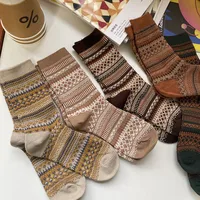 Unisex Retro Ethnic Style Geometric Cotton Crew Socks A Pair main image 4