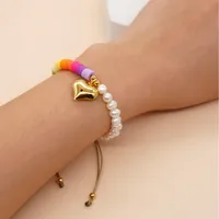 Modern Style Classic Style Geometric Heart Shape Mixed Materials Soft Clay Women's Bracelets main image 5