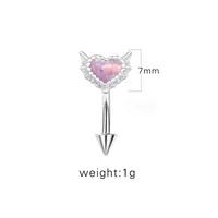 1 Piece Eyebrow Studs Sexy Sweet Heart Shape 316 Stainless Steel  Copper Plating Inlay Acrylic White Gold Plated sku image 1