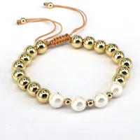 1 Piece Fashion Geometric Round Freshwater Pearl Copper Bracelets main image 2