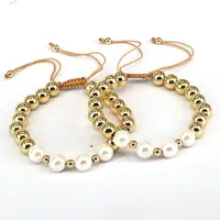 1 Piece Fashion Geometric Round Freshwater Pearl Copper Bracelets main image 1