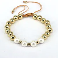 1 Piece Fashion Geometric Round Freshwater Pearl Copper Bracelets main image 5