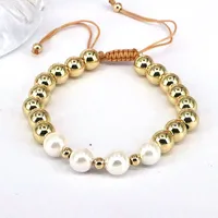 1 Piece Fashion Geometric Round Freshwater Pearl Copper Bracelets main image 4