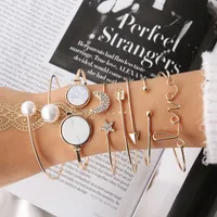 Casual Infinity Leaves Butterfly Stainless Steel Metal Plating Hollow Out Inlay Artificial Pearls Rhinestones Zircon Unisex Bracelets Bangle main image 2