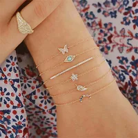 Casual Infinity Leaves Butterfly Stainless Steel Metal Plating Hollow Out Inlay Artificial Pearls Rhinestones Zircon Unisex Bracelets Bangle sku image 11