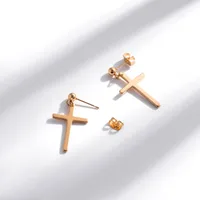 1 Pair Hip-Hop Geometric Cross Feather Plating 316 Stainless Steel  Earrings main image 8