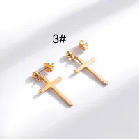 1 Pair Hip-Hop Geometric Cross Feather Plating 316 Stainless Steel  Earrings sku image 19