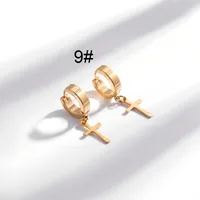 1 Pair Hip-Hop Geometric Cross Feather Plating 316 Stainless Steel  Earrings sku image 21