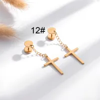 1 Pair Hip-Hop Geometric Cross Feather Plating 316 Stainless Steel  Earrings sku image 15