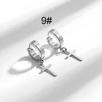 1 Pair Hip-Hop Geometric Cross Feather Plating 316 Stainless Steel  Earrings sku image 17