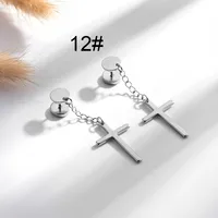 1 Pair Hip-Hop Geometric Cross Feather Plating 316 Stainless Steel  Earrings sku image 10